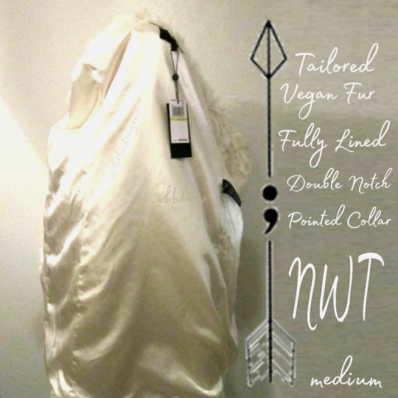 NWT Fully Lined Fur Coat Vegan Cream Ivory Fur Pea Coat Overcoat - Picture 7 of 16